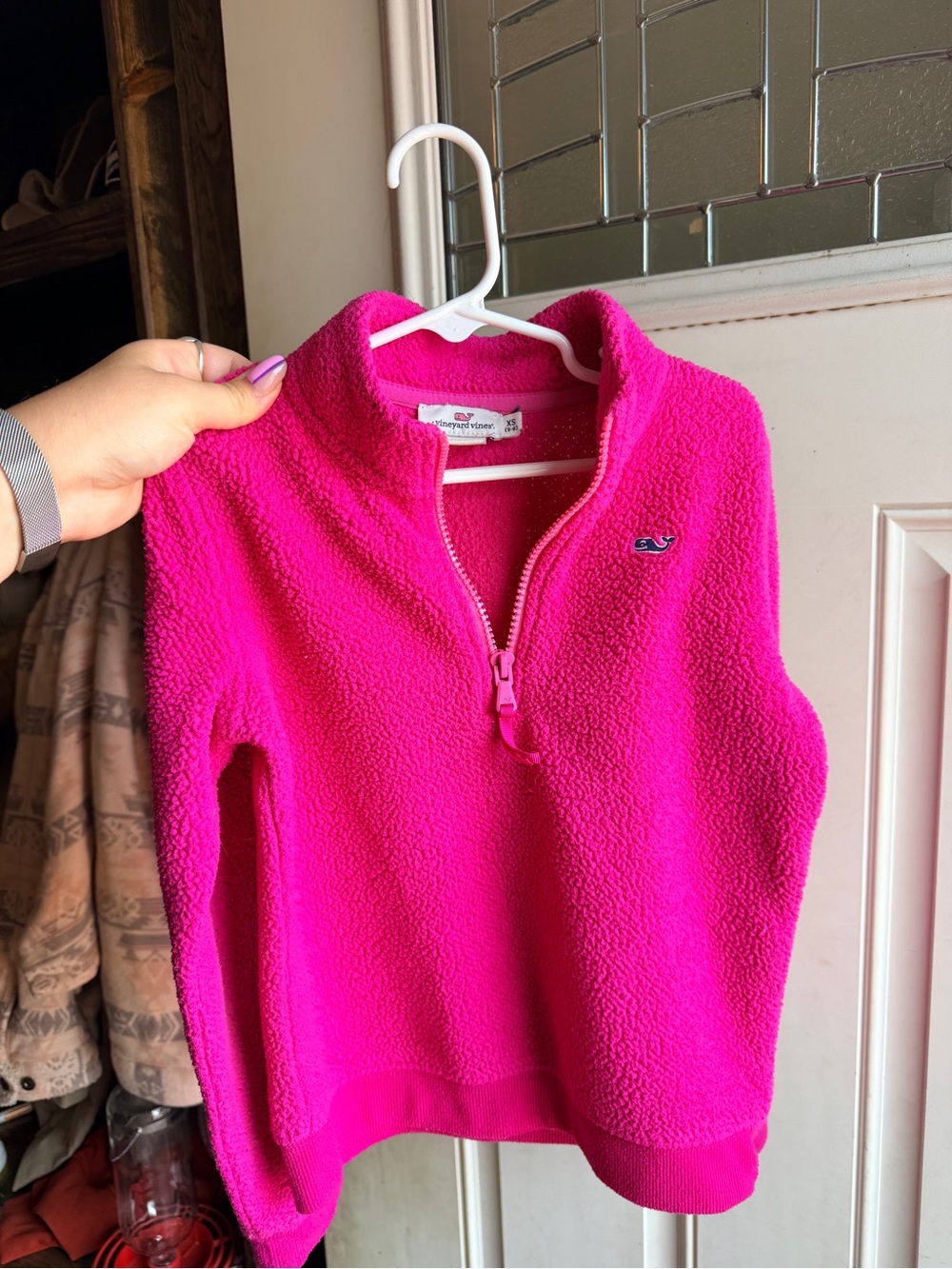 Vineyard Vines Pink Sherpa Quarter-Zip Pullover girls size 5/6